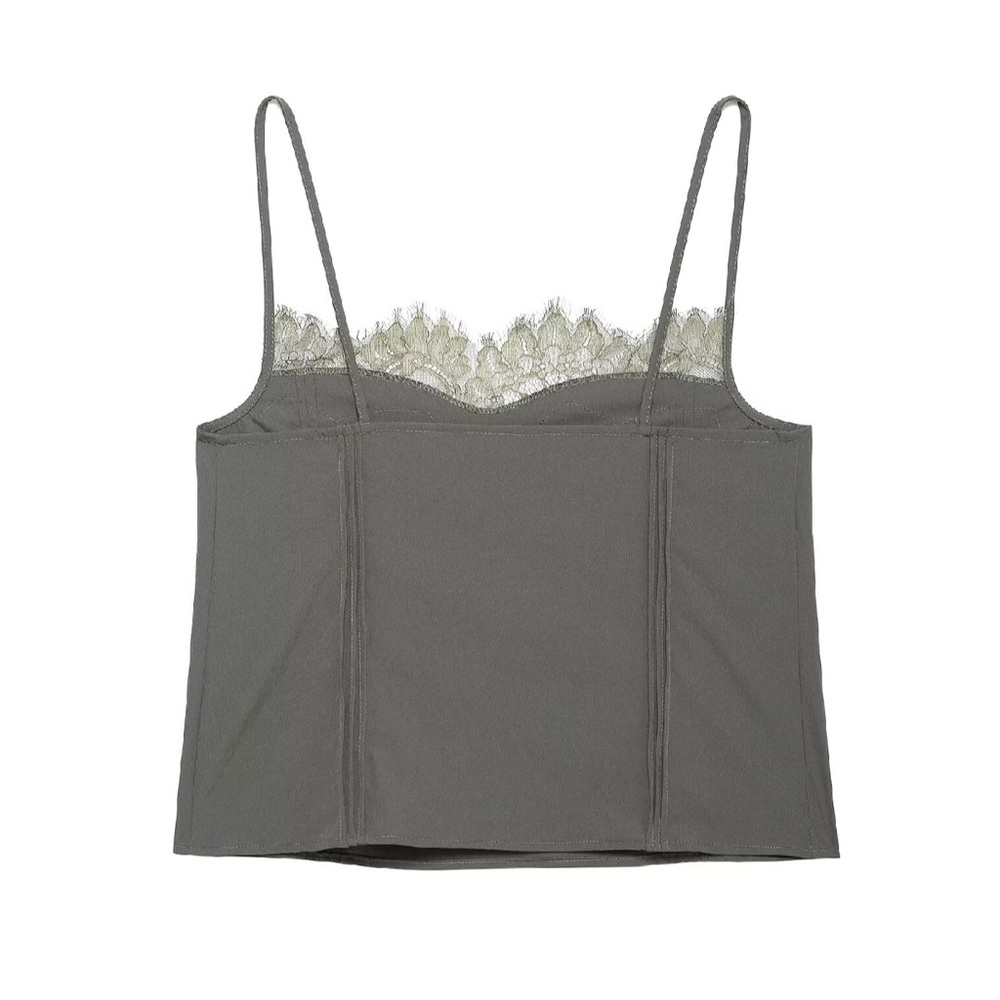 Lace Trim Gray Camisole - Picture 2 of 2